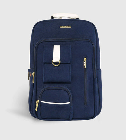 Nautical Navy Blue Canvas 16" Laptop Backpack