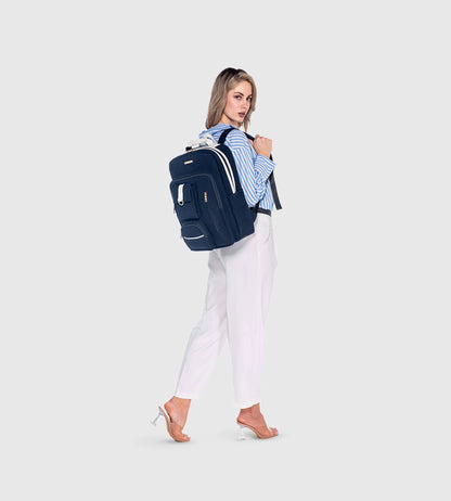 Nautical Navy Blue Canvas 16" Laptop Backpack