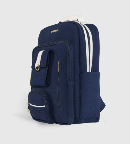 Nautical Navy Blue Canvas 16" Laptop Backpack