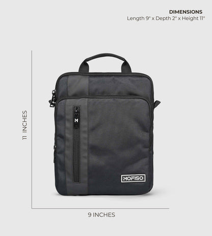 DFW Black Corporate Sleek Tablet Sling Bag